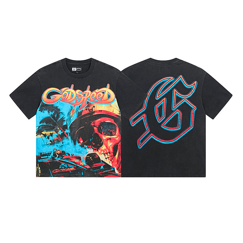 Black Street Vintage Washed T-Shirt (Crafted Print) 1121