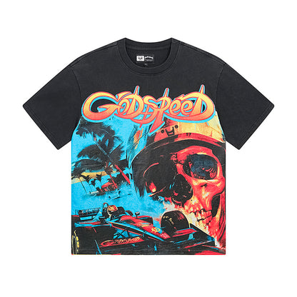 Black Street Vintage Washed T-Shirt (Crafted Print) 1121