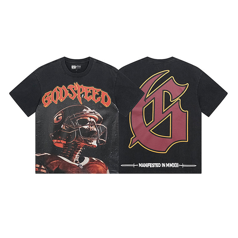 Black Street Vintage Washed T-Shirt (Crafted Print) 1122