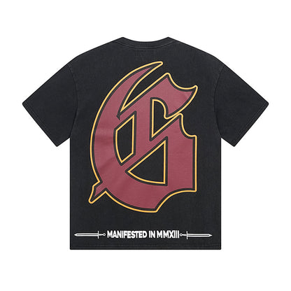 Black Street Vintage Washed T-Shirt (Crafted Print) 1122