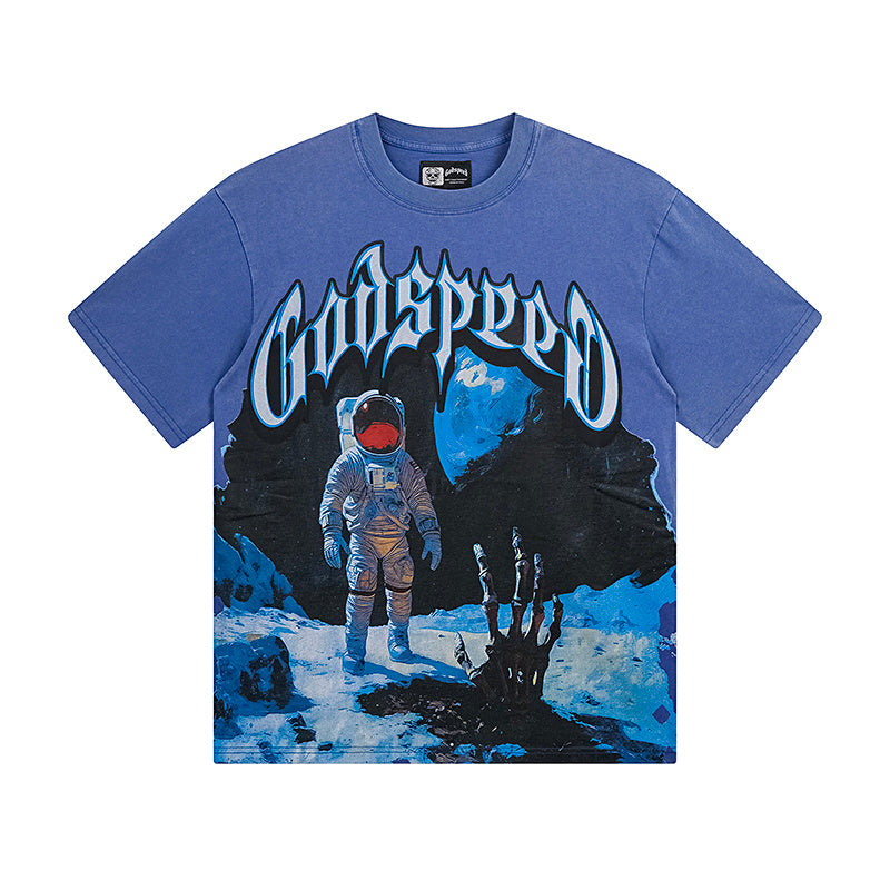 Black & Blue Street Vintage Washed T-Shirt (Crafted Print) 1123