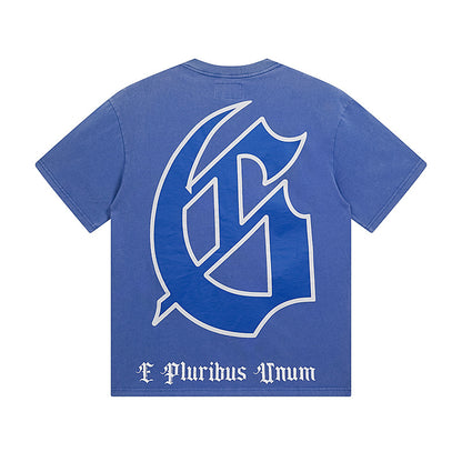 Black & Blue Street Vintage Washed T-Shirt (Crafted Print) 1123