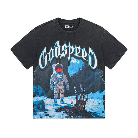 Black & Blue Street Vintage Washed T-Shirt (Crafted Print) 1123