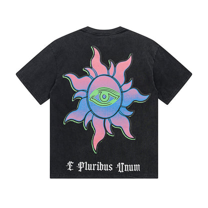 Black & Blue Street Vintage Washed T-Shirt (Crafted Print) 1125
