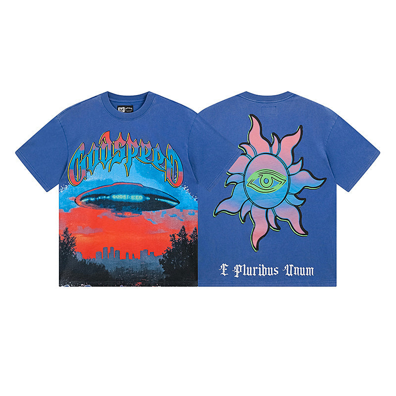 Black & Blue Street Vintage Washed T-Shirt (Crafted Print) 1125