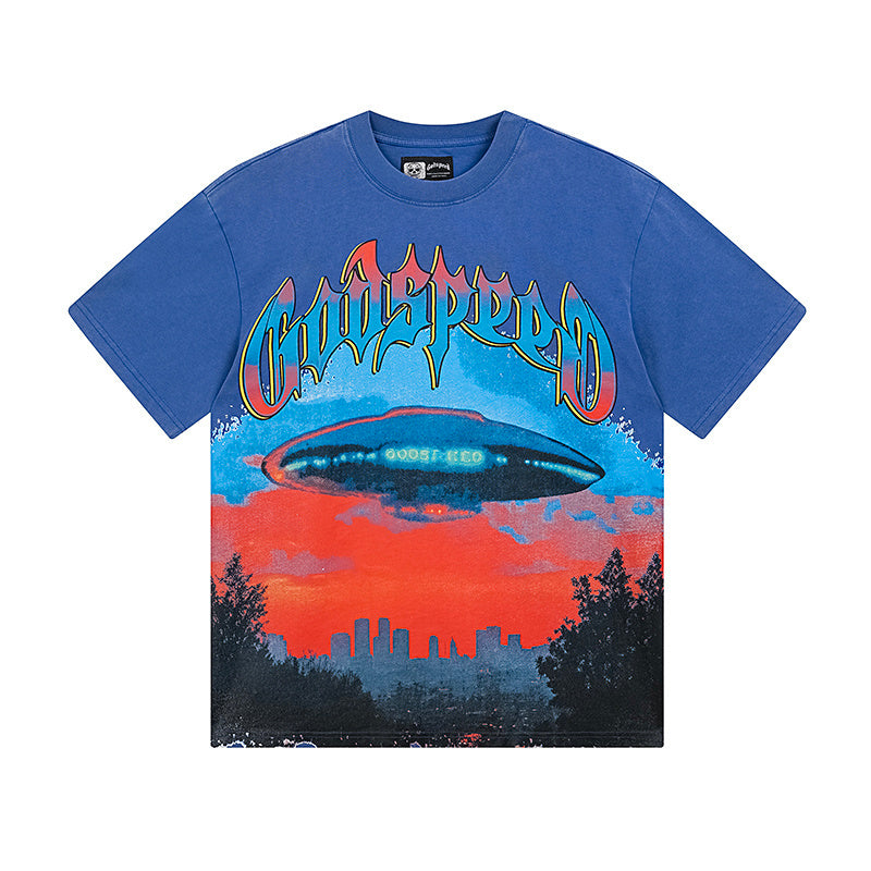 Black & Blue Street Vintage Washed T-Shirt (Crafted Print) 1125