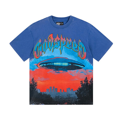 Black & Blue Street Vintage Washed T-Shirt (Crafted Print) 1125