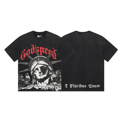 Black Street Vintage Washed T-Shirt (Crafted Print) 1127