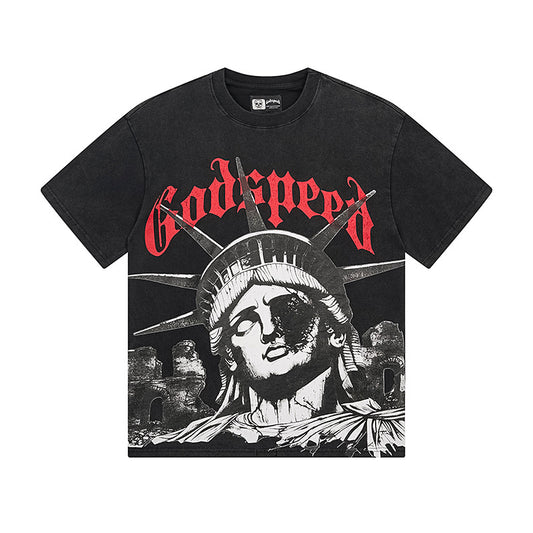 Black Street Vintage Washed T-Shirt (Crafted Print) 1127