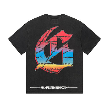 Black Street Vintage Washed T-Shirt (Crafted Print) 1128