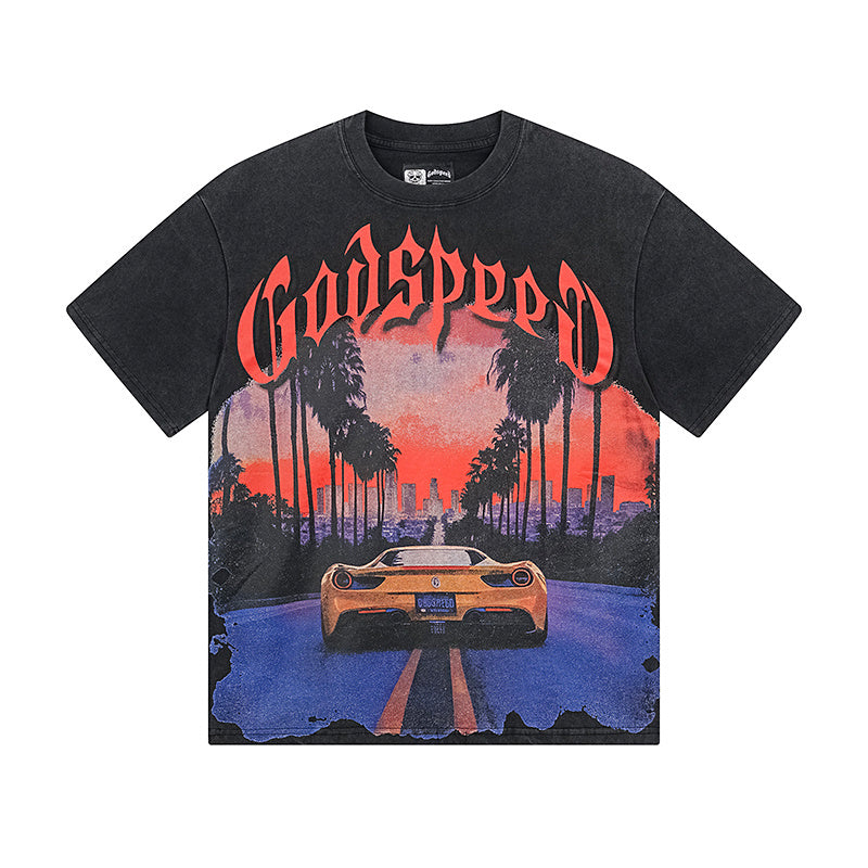 Black Street Vintage Washed T-Shirt (Crafted Print) 1129