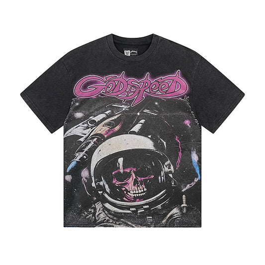 Black Street Vintage Washed T-Shirt (Crafted Print) 1130