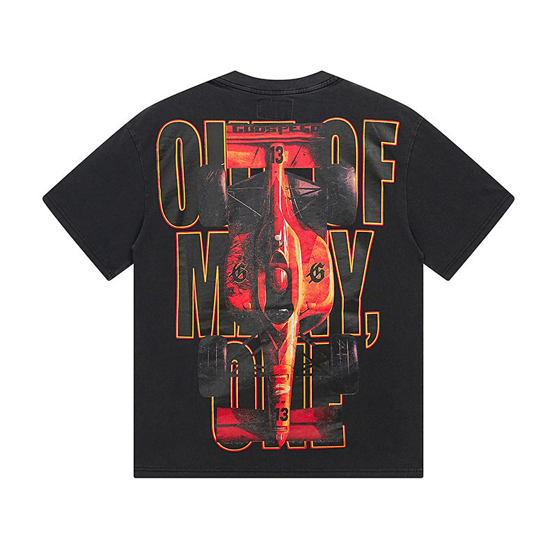 Black Street Vintage Washed T-Shirt (Crafted Print) 1131