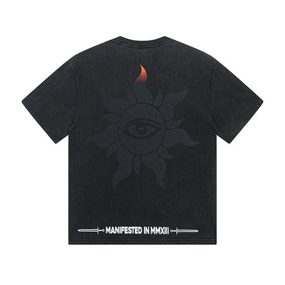 Black Street Vintage Washed T-Shirt (Crafted Print) 1133