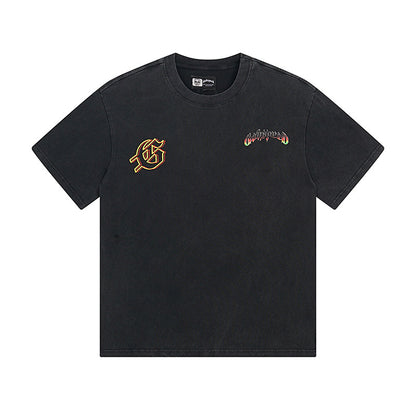 Black Street Vintage Washed T-Shirt (Crafted Print) 1136