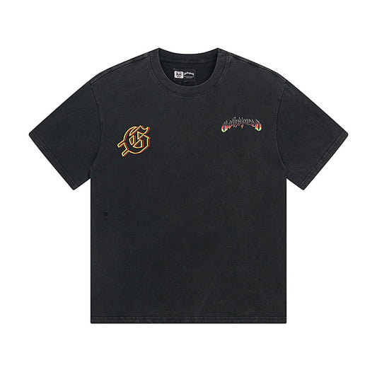 Black Street Vintage Washed T-Shirt (Crafted Print) 1136