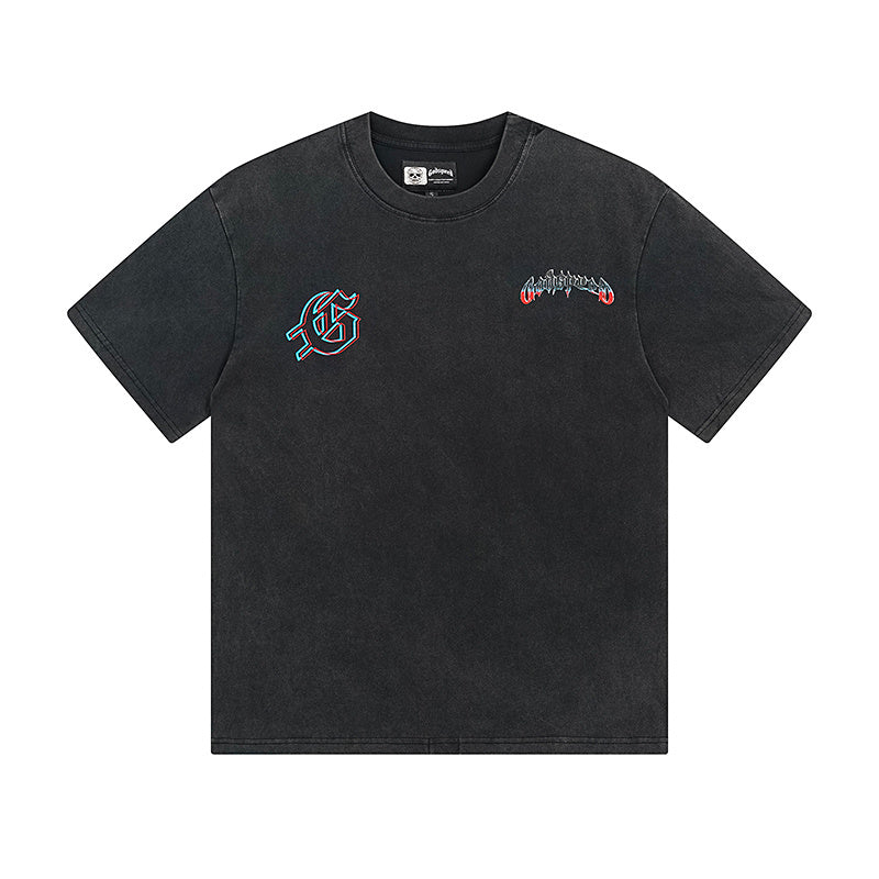 Black Street Vintage Washed T-Shirt (Crafted Print) 1138