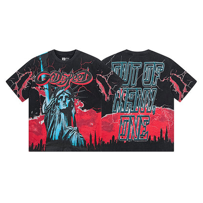 Black Street Vintage Washed T-Shirt (Crafted Print) 1139