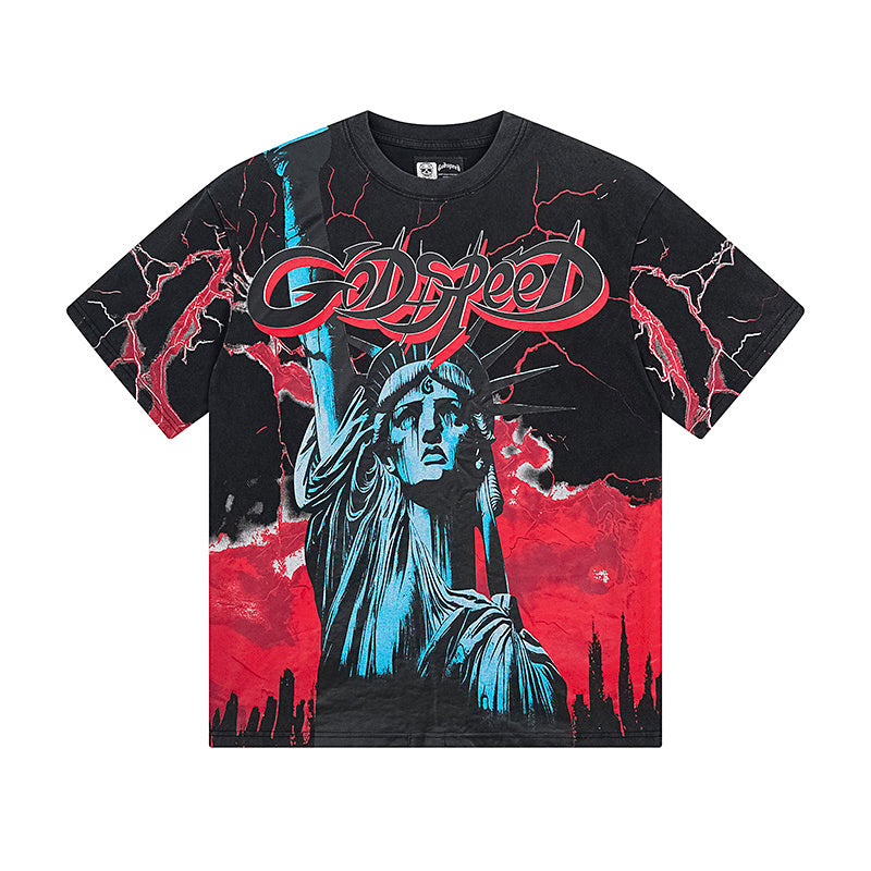 Black Street Vintage Washed T-Shirt (Crafted Print) 1139
