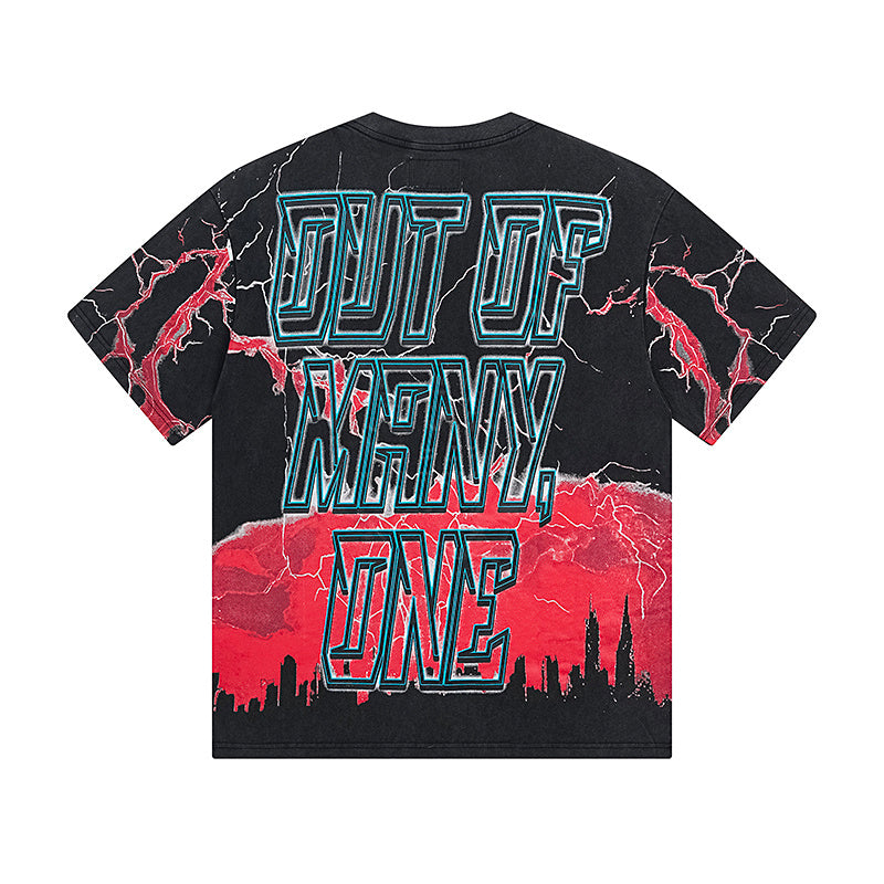 Black Street Vintage Washed T-Shirt (Crafted Print) 1139