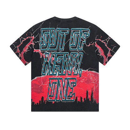 Black Street Vintage Washed T-Shirt (Crafted Print) 1139