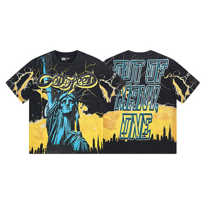 Black Street Vintage Washed T-Shirt (Crafted Print) 1151