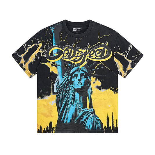 Black Street Vintage Washed T-Shirt (Crafted Print) 1151