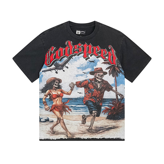 Black Street Vintage Washed T-Shirt (Crafted Print) 1152