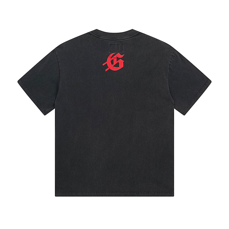 Black Street Vintage Washed T-Shirt (Crafted Print) 1152