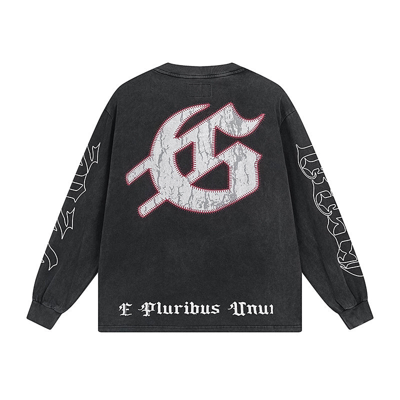 Black Street Vintage Washed Long Sleeve T-Shirt (Crafted Print) 1159