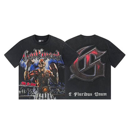 Black Street Vintage Washed T-Shirt (Crafted Print) 1160
