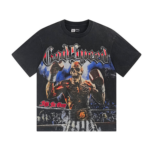 Black Street Vintage Washed T-Shirt (Crafted Print) 1160