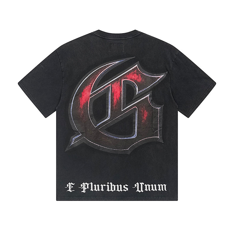Black Street Vintage Washed T-Shirt (Crafted Print) 1160