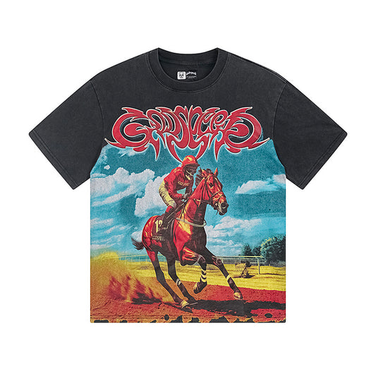 Black Street Vintage Washed T-Shirt (Crafted Print) 1161