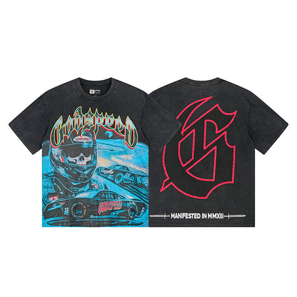 Black Street Vintage Washed T-Shirt (Crafted Print) 1165