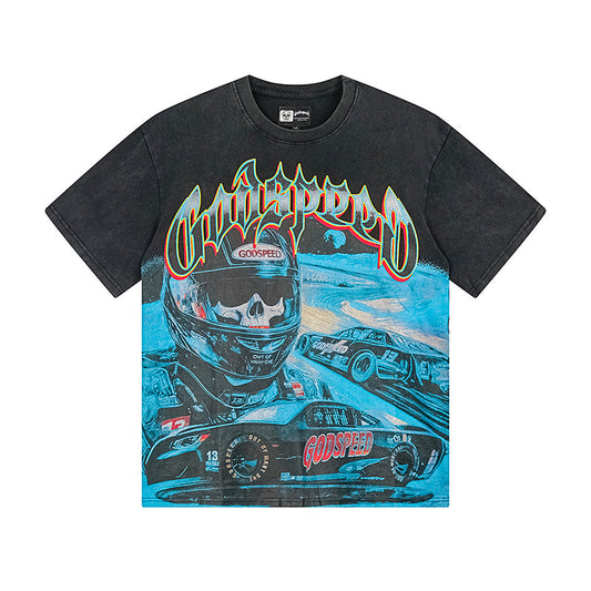 Black Street Vintage Washed T-Shirt (Crafted Print) 1165