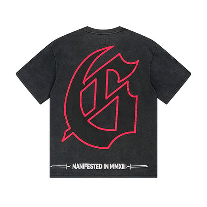 Black Street Vintage Washed T-Shirt (Crafted Print) 1165
