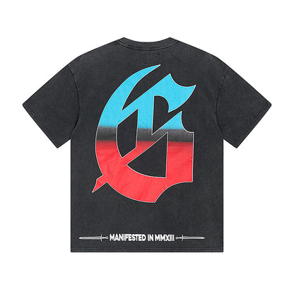 Black Street Vintage Washed T-Shirt (Crafted Print) 1166