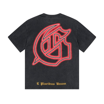 Men’s Black Street Vintage Washed T-Shirt (Crafted Print) 1167