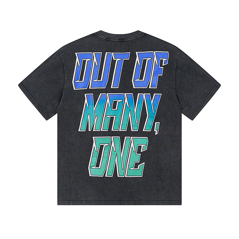 Men’s Black Street Vintage Washed T-Shirt (Crafted Print) 1168