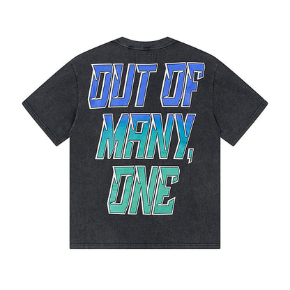 Men’s Black Street Vintage Washed T-Shirt (Crafted Print) 1168