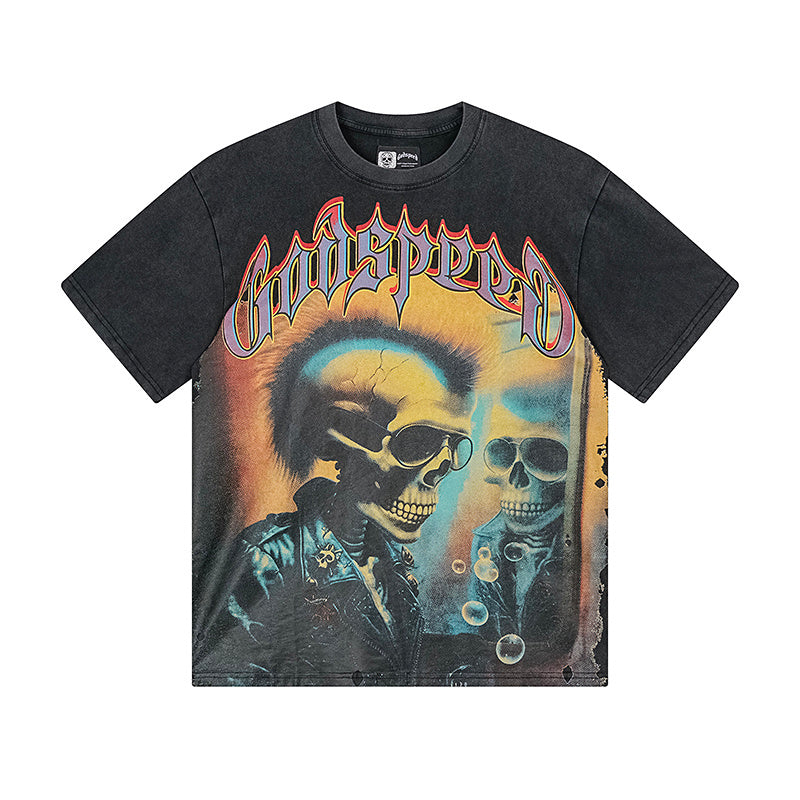 Black Street Vintage Washed T-Shirt (Crafted Print) 1169