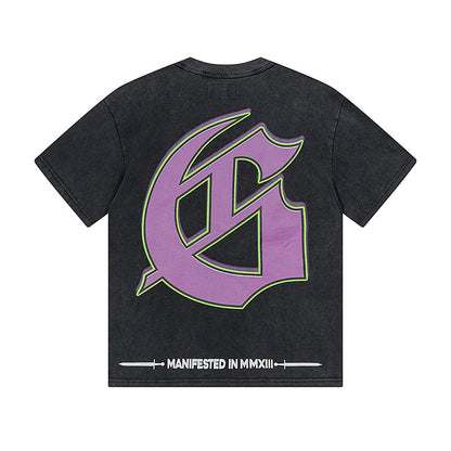 Black Street Vintage Washed T-Shirt (Crafted Print) 1169