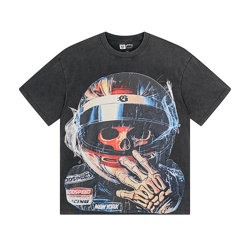 Black Street Vintage Washed T-Shirt (Crafted Print) 1171