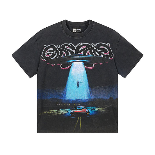 Black Street Vintage Washed T-Shirt (Crafted Print) 1172