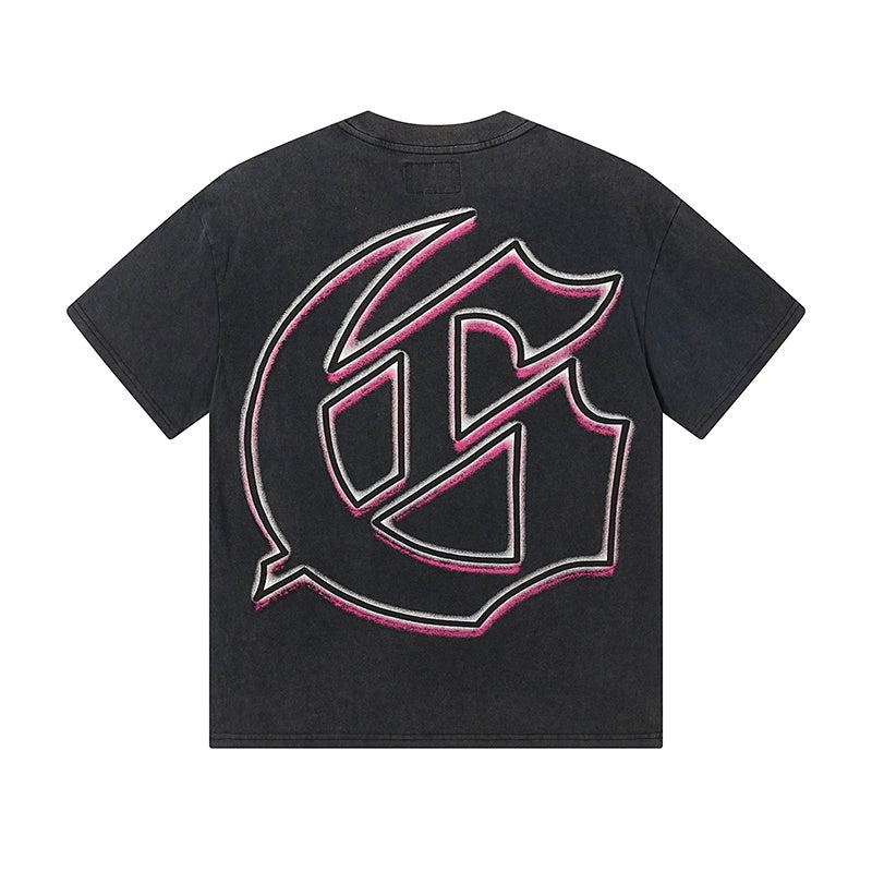 Black Street Vintage Washed T-Shirt (Crafted Print) 1172