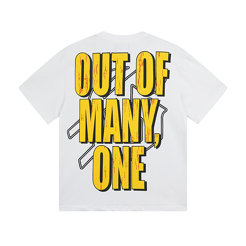 Men’s White & Beige Rock Street Vintage Washed T-Shirt (Crafted Print) 3000