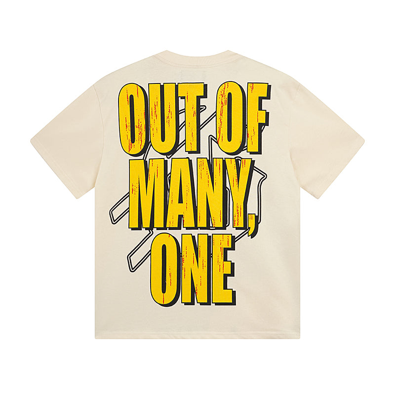 Men’s White & Beige Rock Street Vintage Washed T-Shirt (Crafted Print) 3000