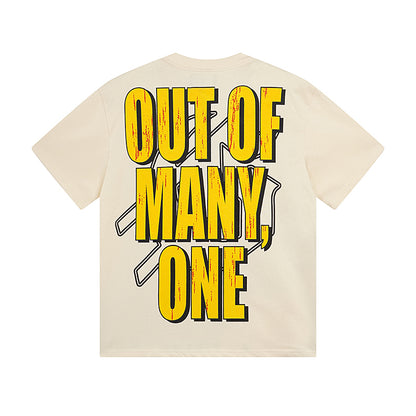 Men’s White & Beige Rock Street Vintage Washed T-Shirt (Crafted Print) 3000