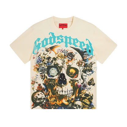 Men’s Beige Rock Street Vintage Washed T-Shirt (Crafted Print) 3001